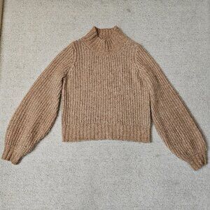 The Kooples Chunky Knit Wool Alpaca Blend Sweater Tan Beige Medium M Bishop Puff